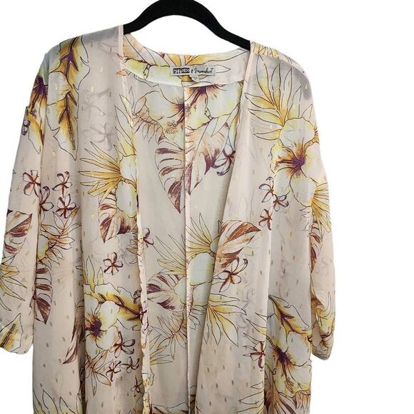 Gypsies & Moondust Sheer Boho Pink Gold Dot Floral Duster Size Medium NWOT - Picture 3 of 12